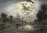 Johan Barthold Jongkind Rotterdam in the Moonlight oil on canvas